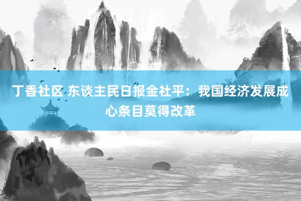 丁香社区 东谈主民日报金社平：我国经济发展成心条目莫得改革